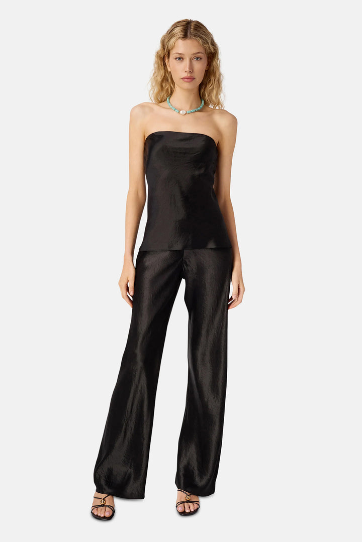 Bristol Mid Rise Crinkle Acetate Pant Black