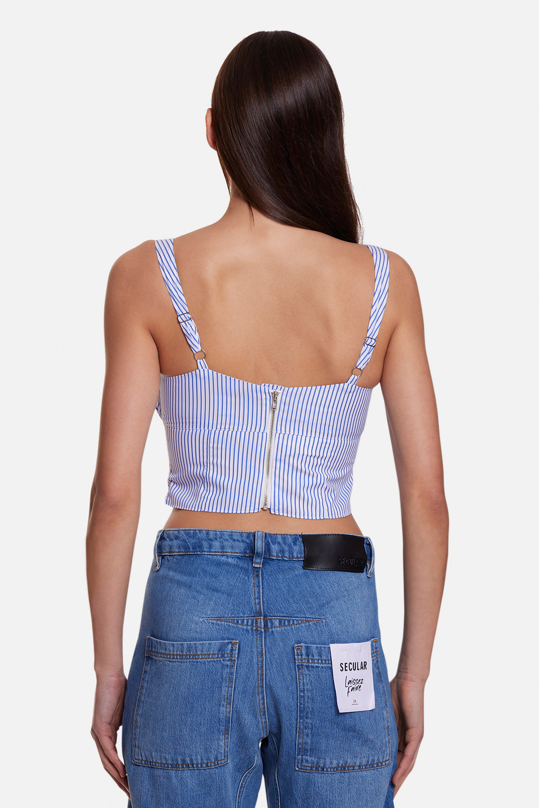 Bungalow Bustier Top White/Blue Stripe