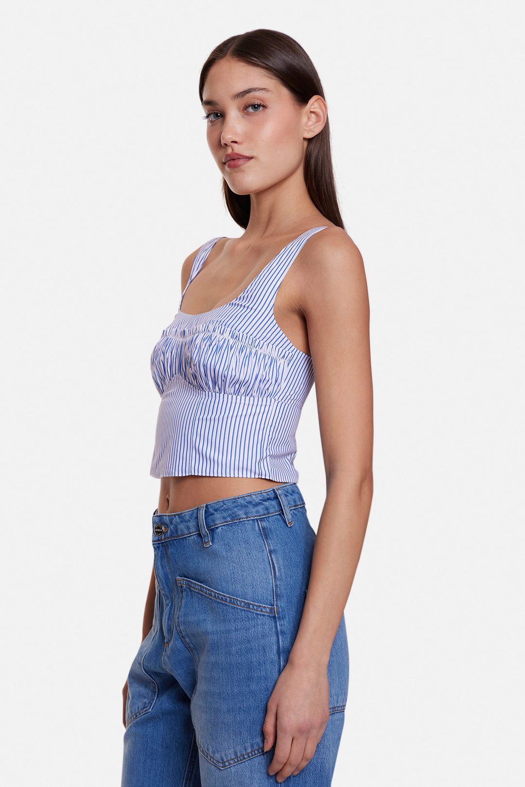 Bungalow Bustier Top White/Blue Stripe