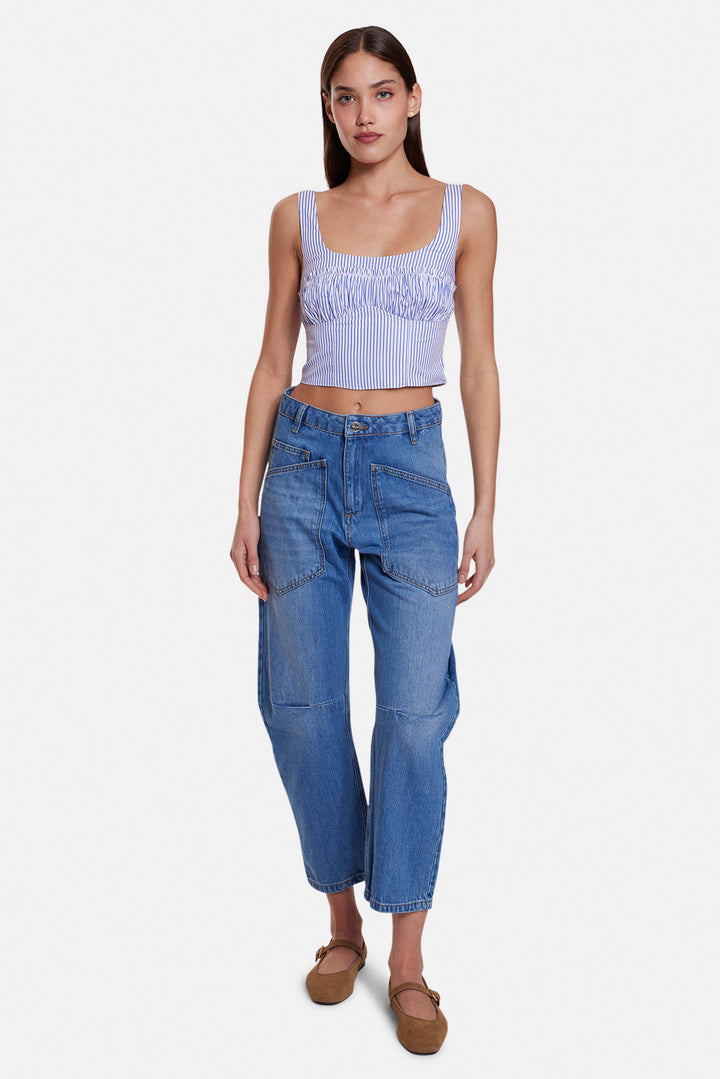Bungalow Bustier Top White/Blue Stripe