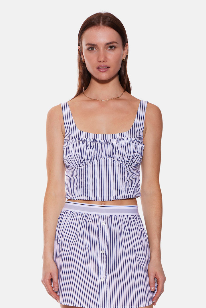 Bungalow Bustier Top White/Navy Stripe