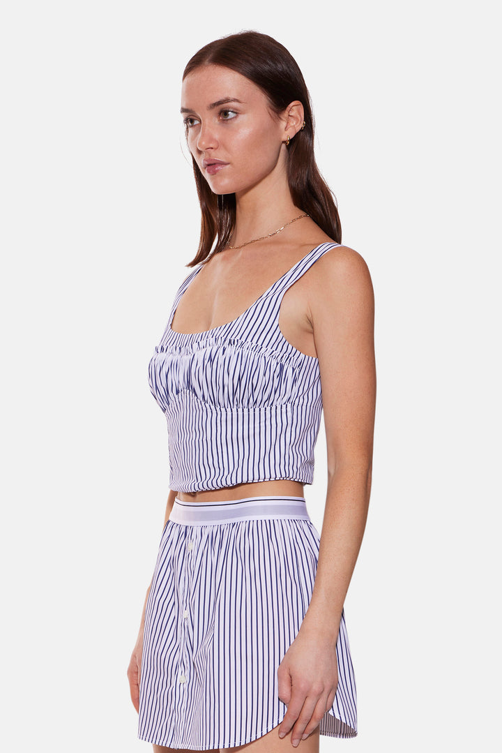 Bungalow Bustier Top White/Navy Stripe