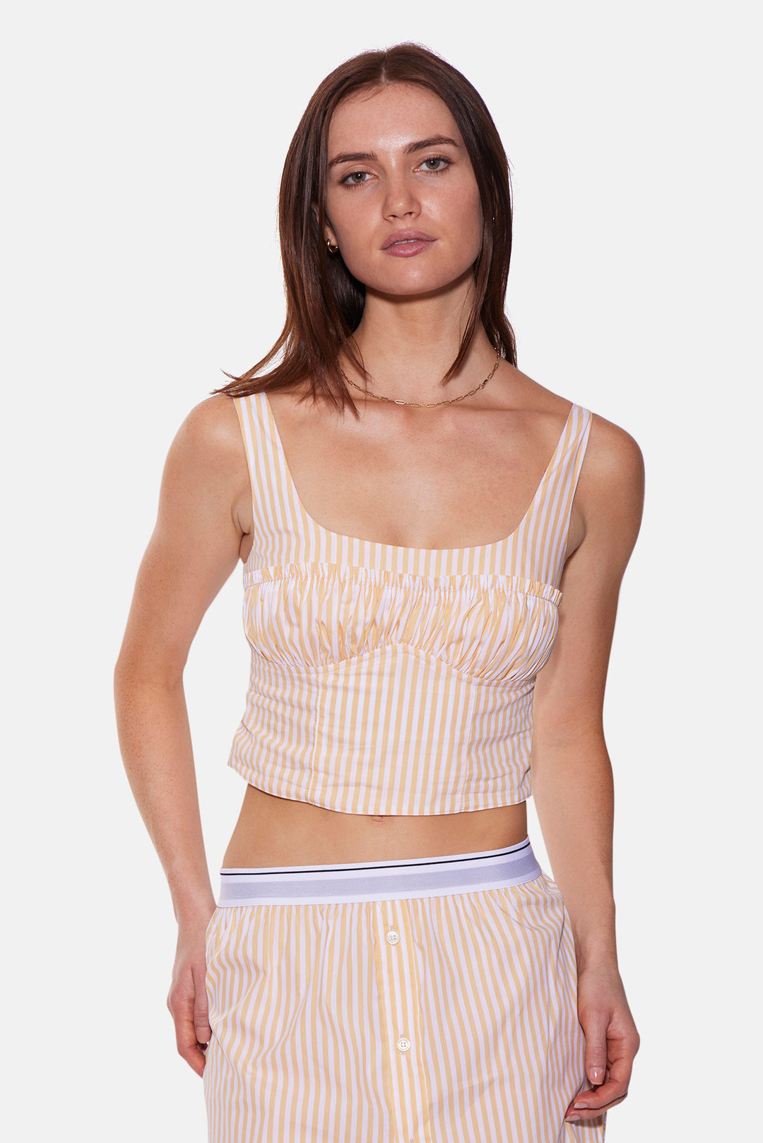 Bungalow Bustier Top Yellow/White Stripe