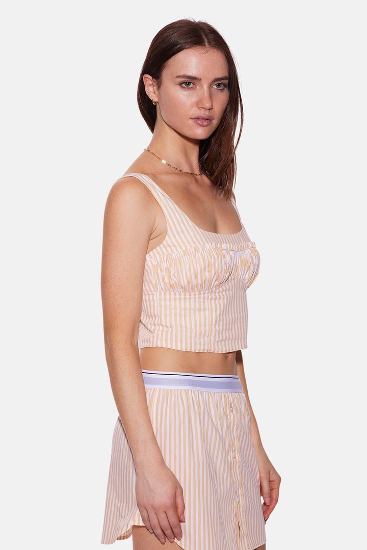Bungalow Bustier Top Yellow/White Stripe