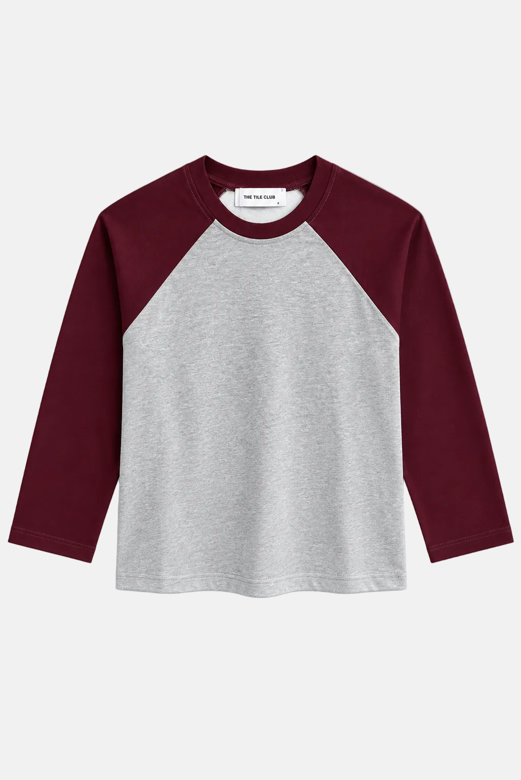 Babe Baseball Tee Heather Grey/Burgundy