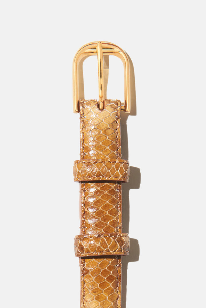 Jane Belt Camel Snakeskin W/ Antique Gold