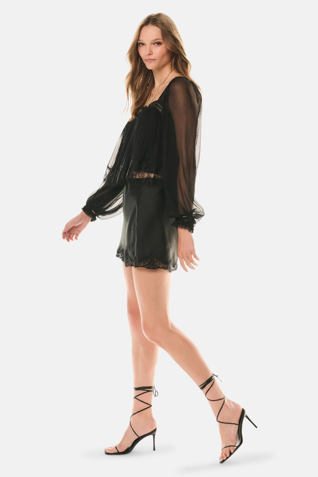 Belve Slip Mini Skirt Black