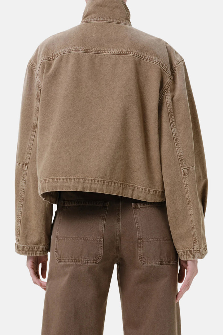 Funnel Collar Barn Jacket In Tan