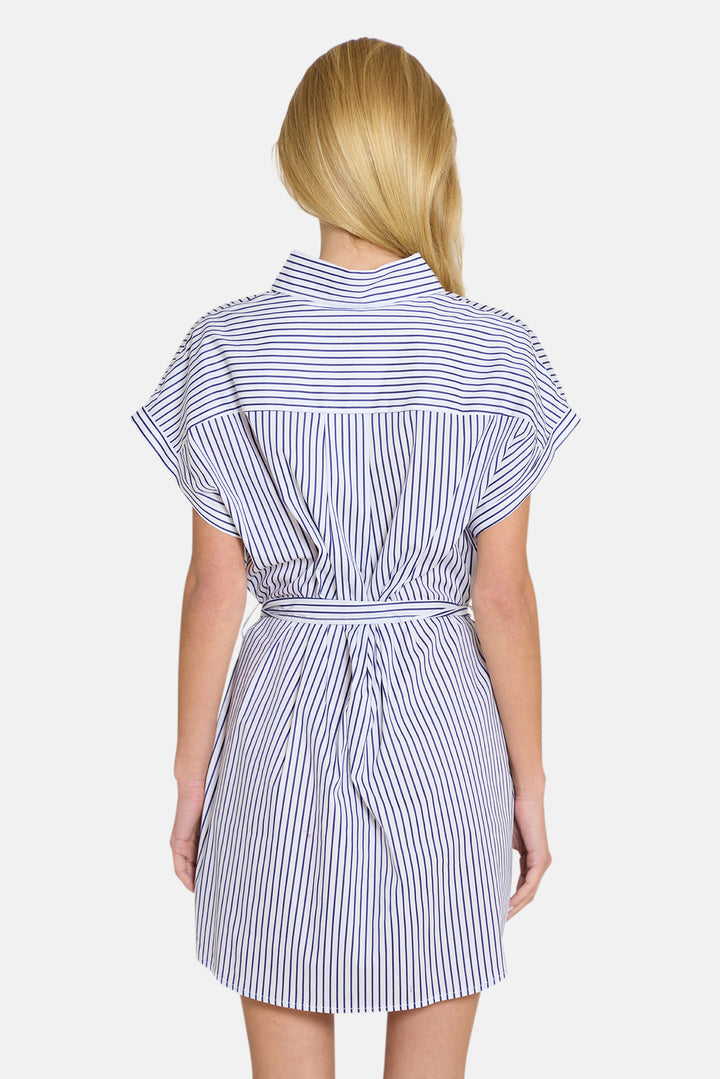 Maidstone Mini Shirt Dress White/Navy Stripe
