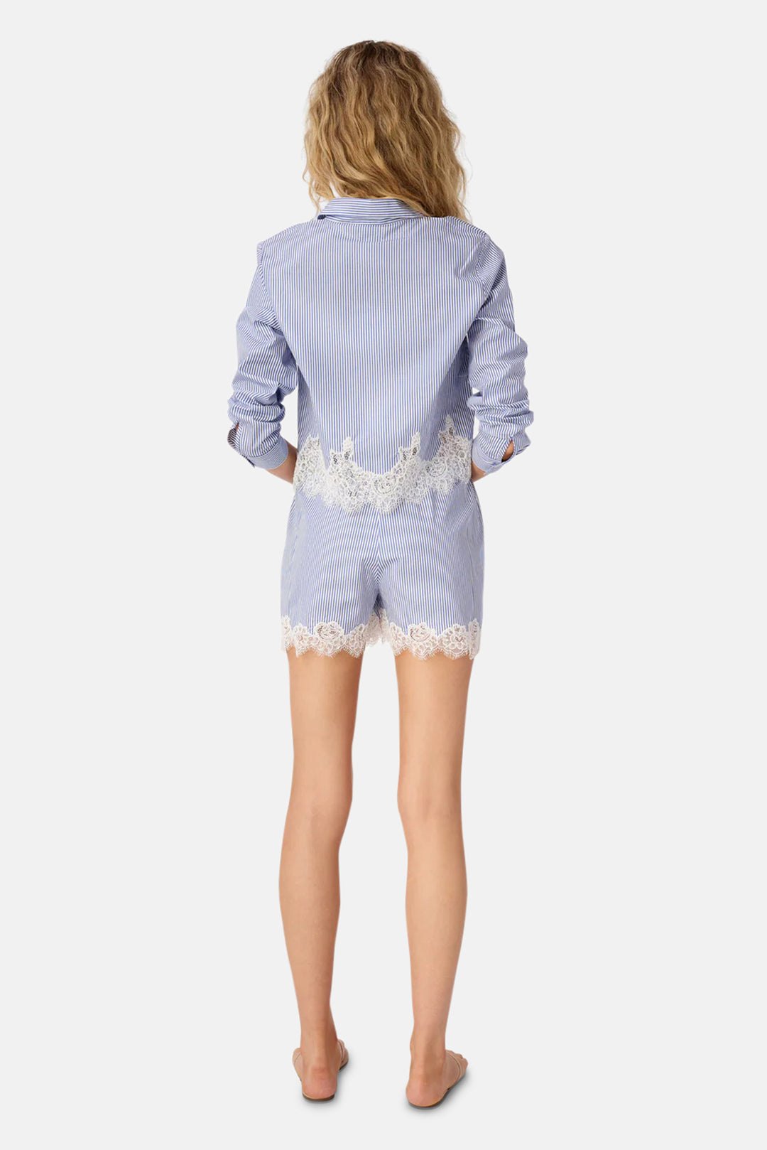Luisa Cropped Button Down Blue Stripe