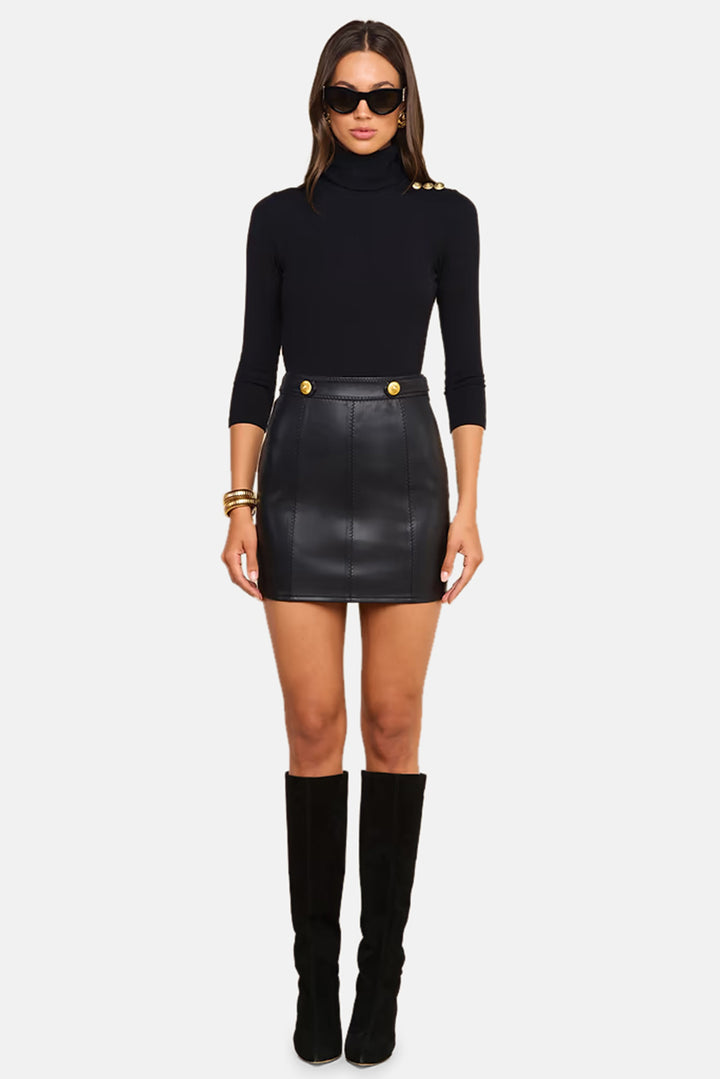 Arlena Vegan Leather Mini Skirt Black