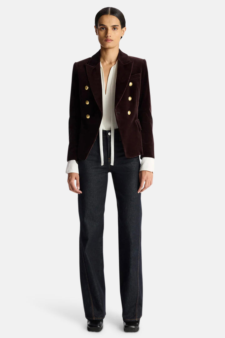 Chelsea Velvet Tailored Jacket Chocolate Plum