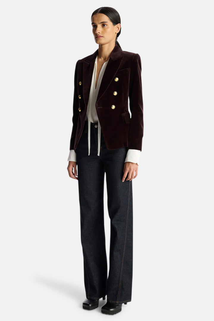 Chelsea Velvet Tailored Jacket Chocolate Plum