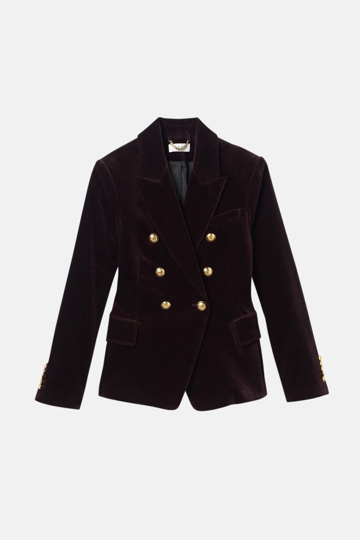 Chelsea Velvet Tailored Jacket Chocolate Plum
