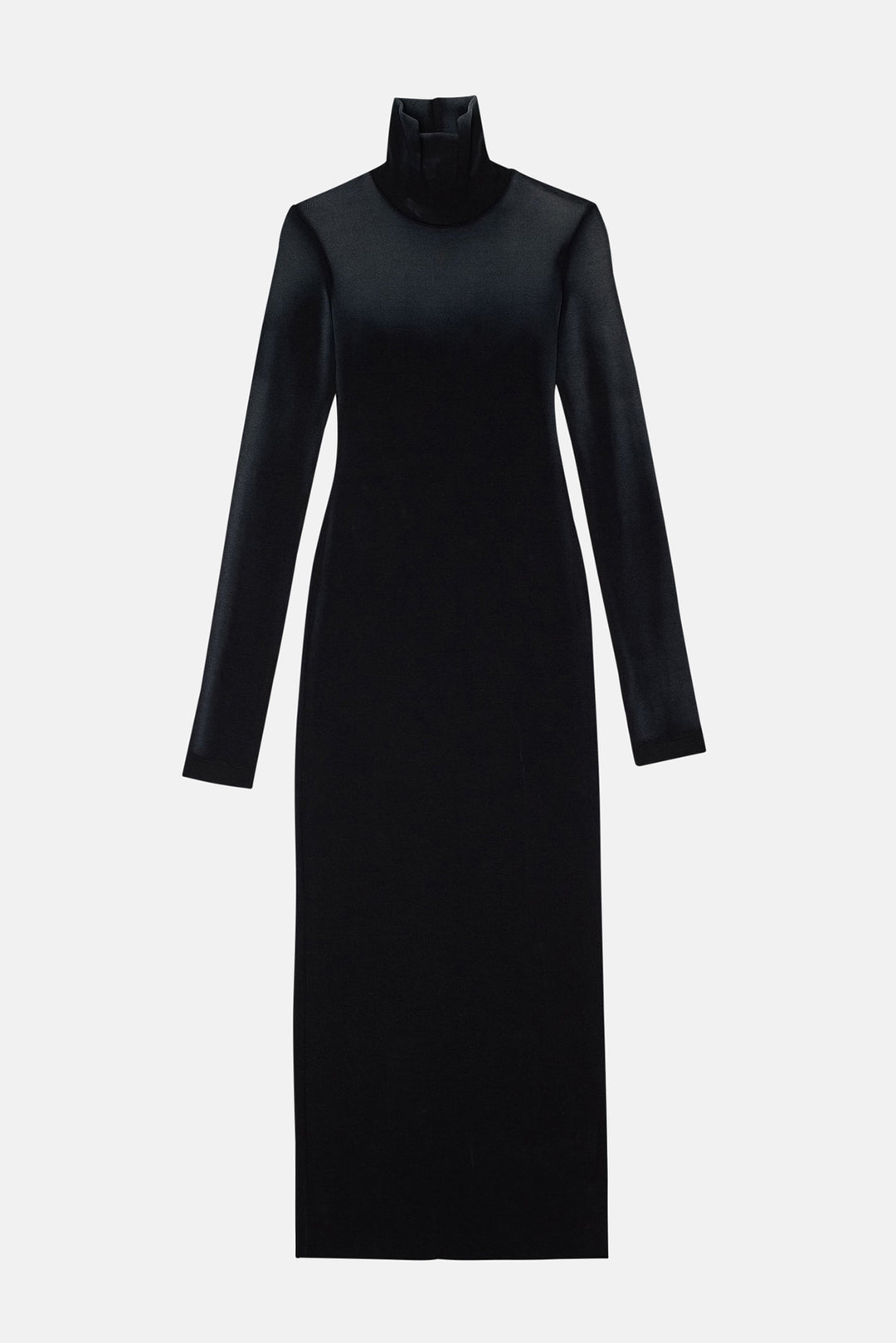 turtleneck maxi dress black LESET Lauren Turtleneck Maxi Dress in Black in Jersey