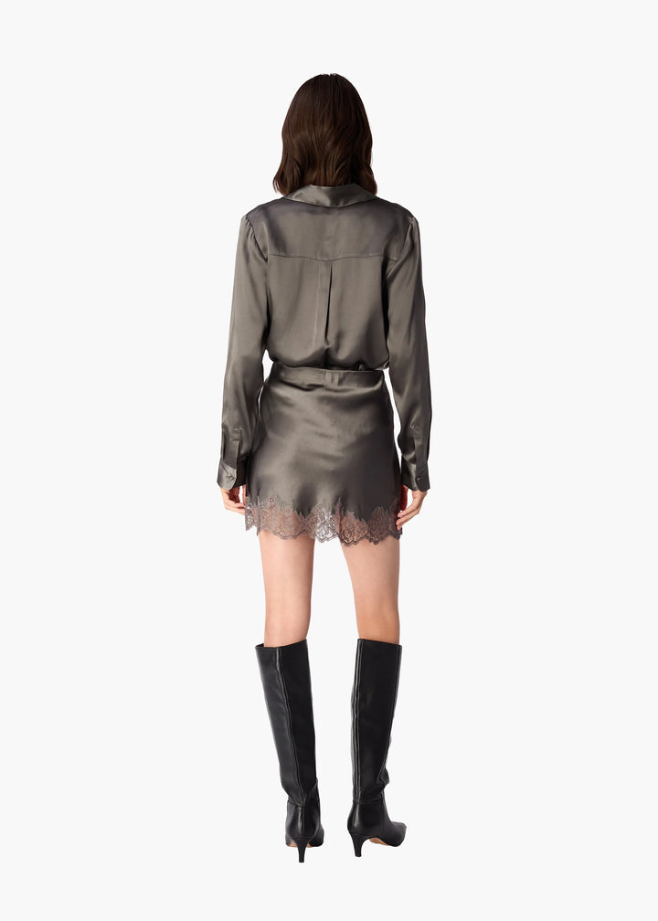 Rogers Silk Mini Skirt Gunmetal