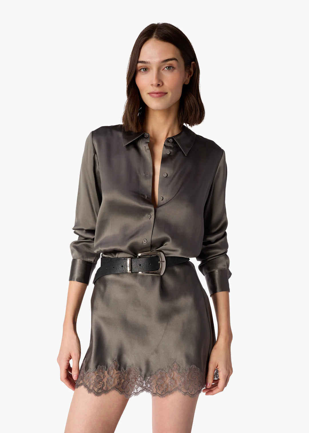 Rogers Silk Mini Skirt Gunmetal