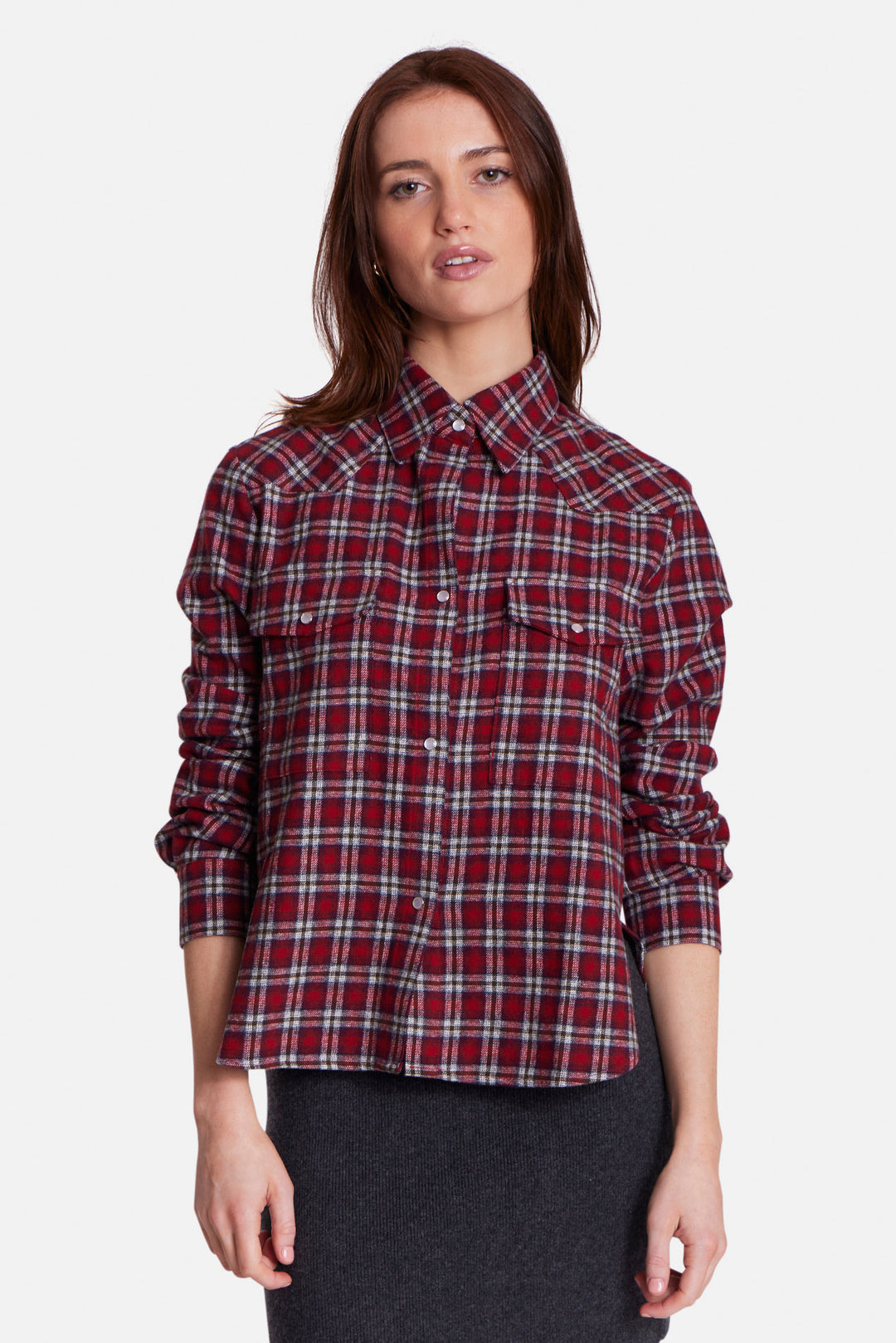 Kelly Brushed Flannel Shirt Red Plaid