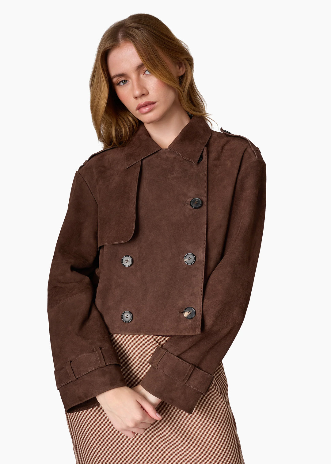 Saskia Suede Jacket Dark Umber