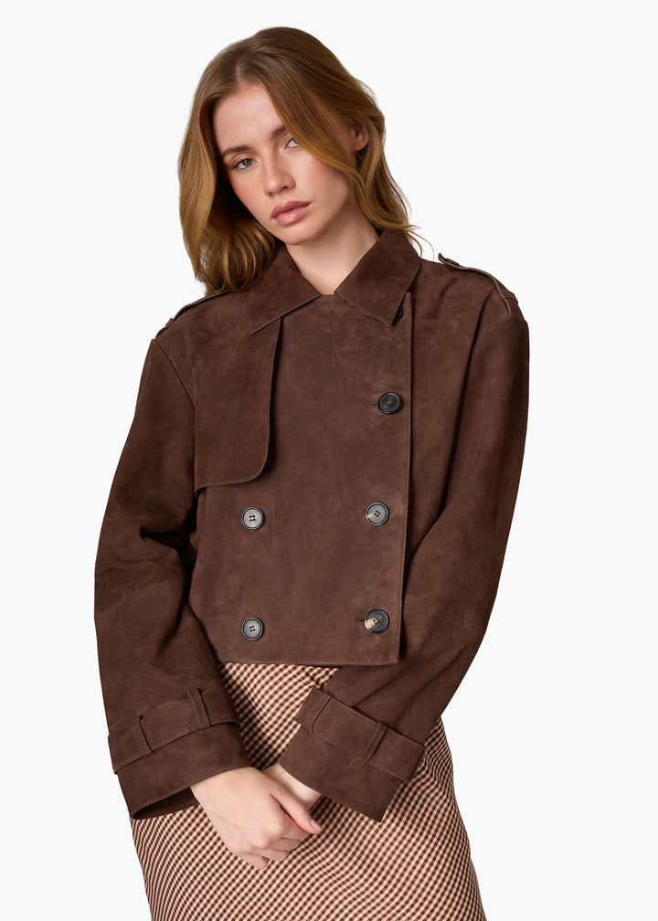 Saskia Suede Jacket Dark Umber