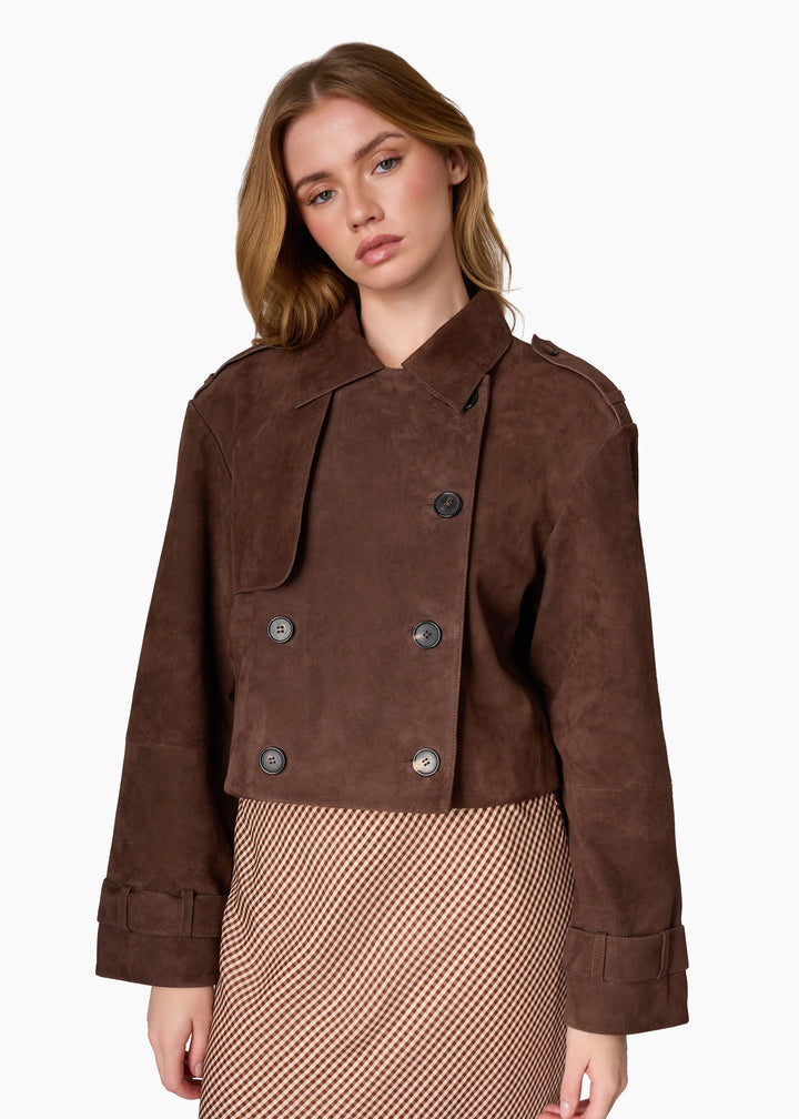 Saskia Suede Jacket Dark Umber