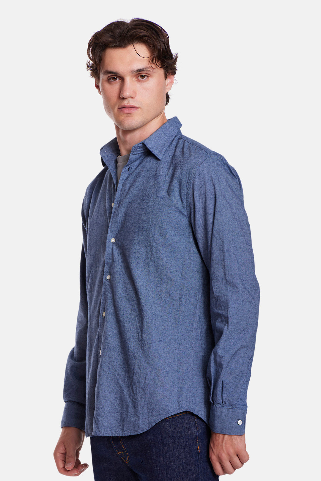 Camicia Brushed Flannel Shirt Heather Blue