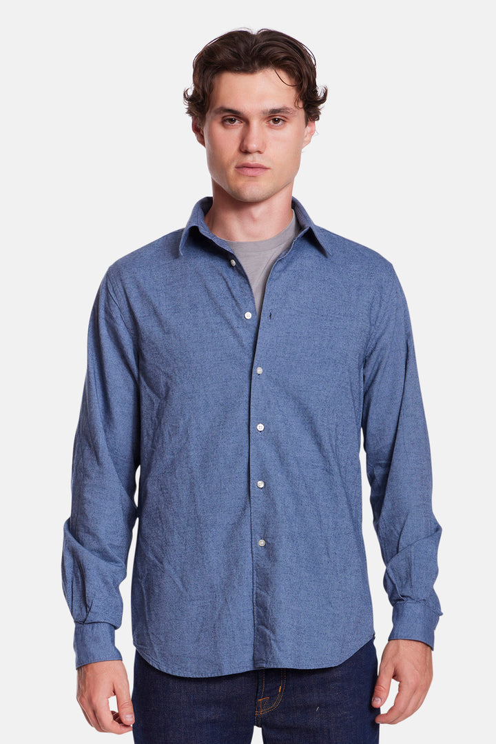 Camicia Brushed Flannel Shirt Heather Blue