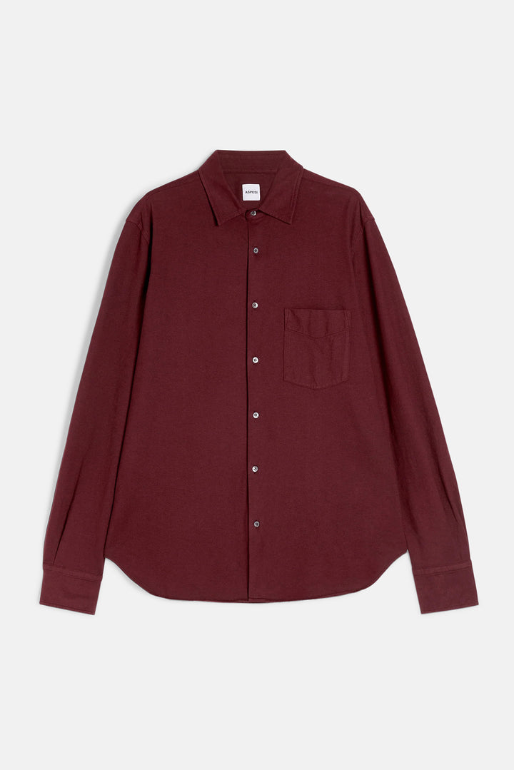 Camicia Jersey Button Up Shirt Burgundy