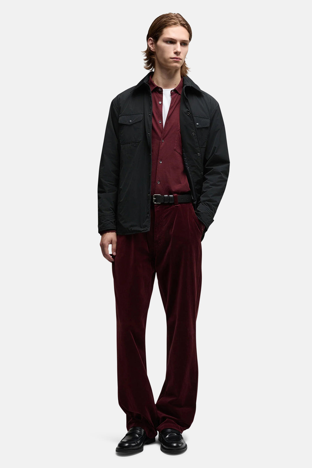 Camicia Jersey Button Up Shirt Burgundy