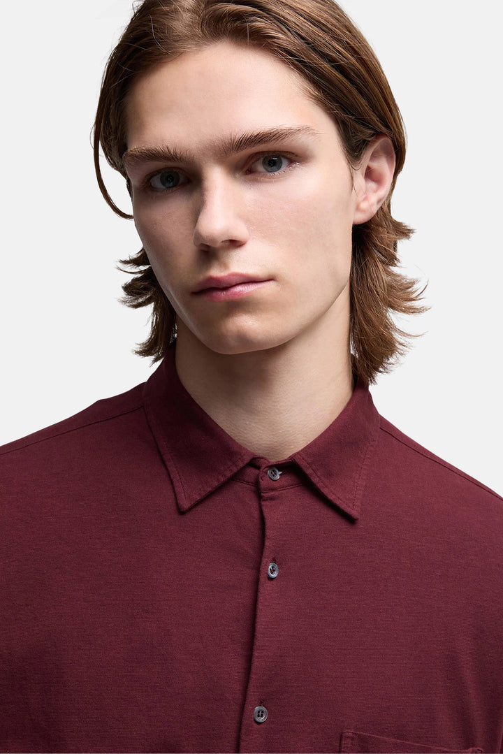 Camicia Jersey Button Up Shirt Burgundy