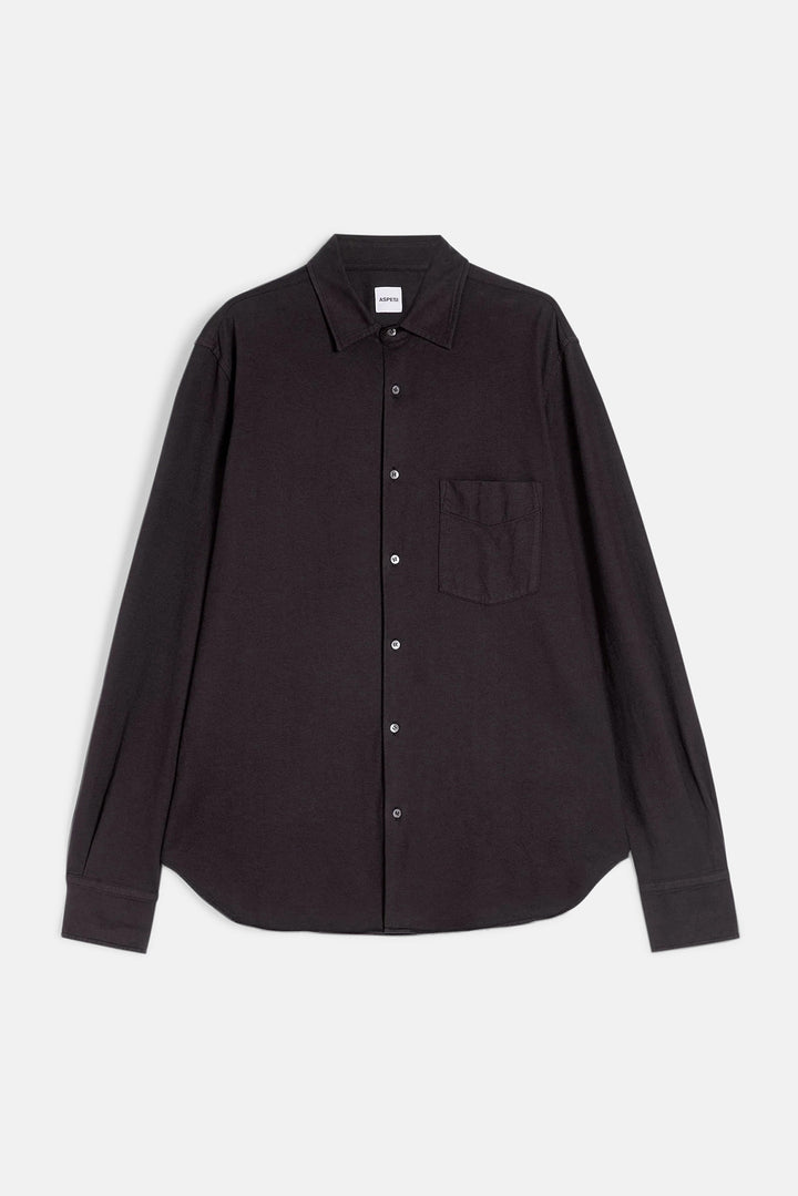 Camicia Jersey Button Up Shirt Dark Brown