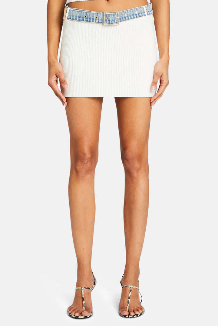 Cape Knit Denim Skirt White/Coastline