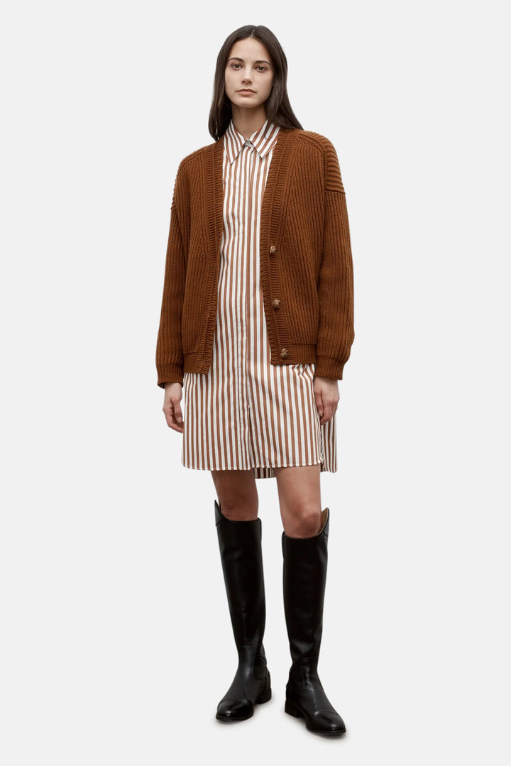 Cardi In Ribbed Cashmere Nut Brittle