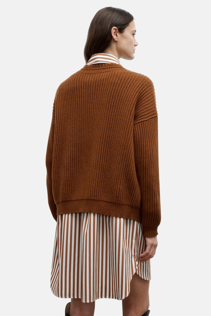 Cardi In Ribbed Cashmere Nut Brittle