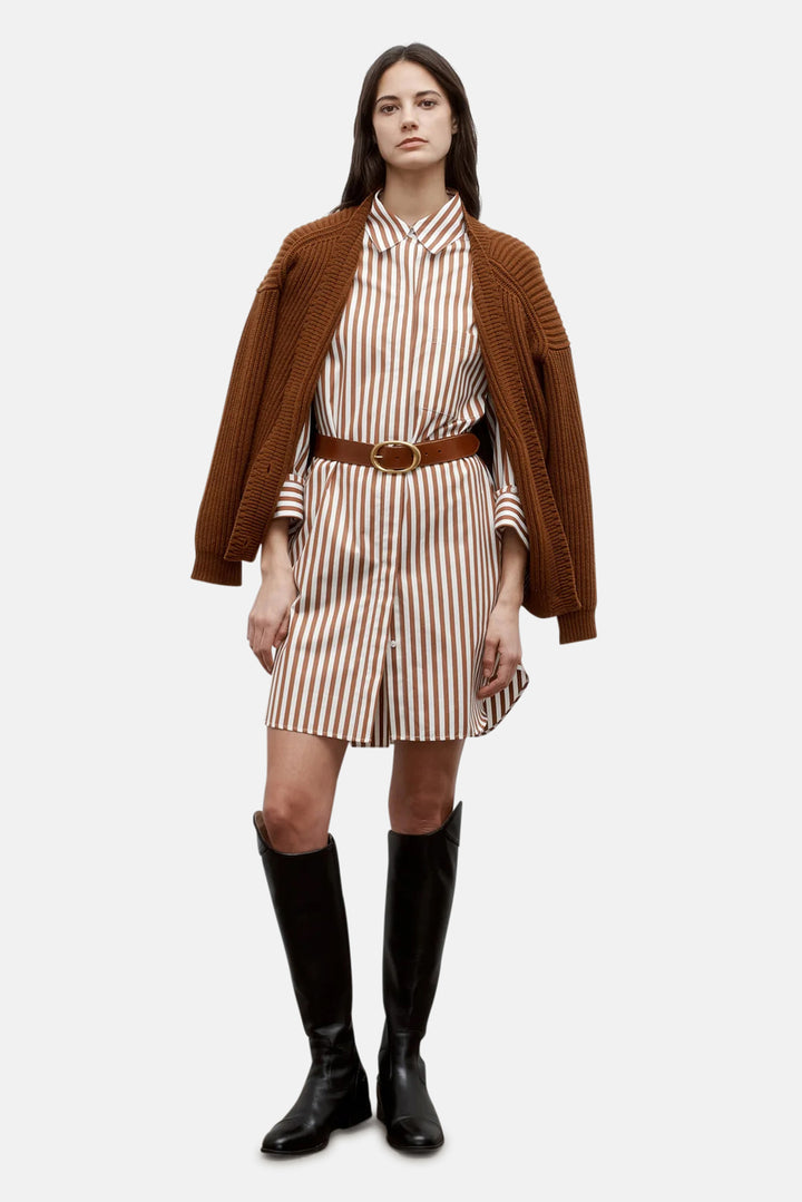 Cardi In Ribbed Cashmere Nut Brittle