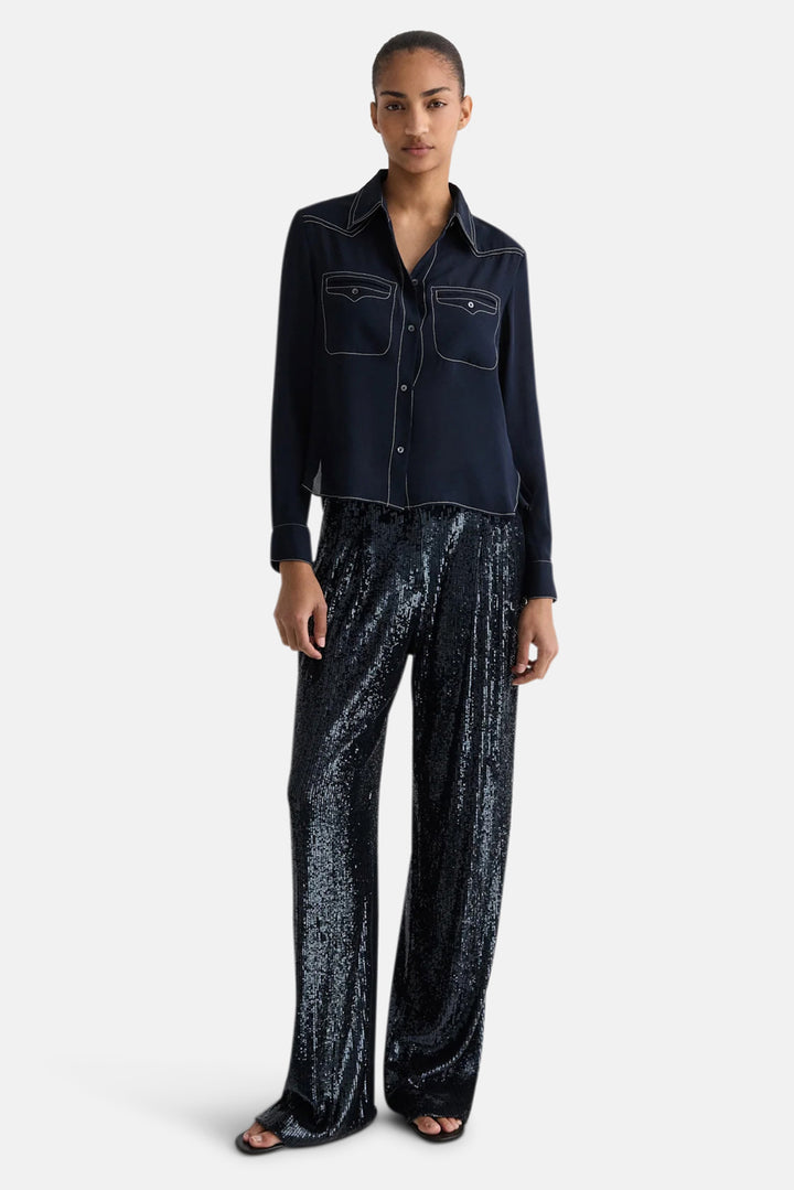 Carter Topstitch Shirt in Midnight
