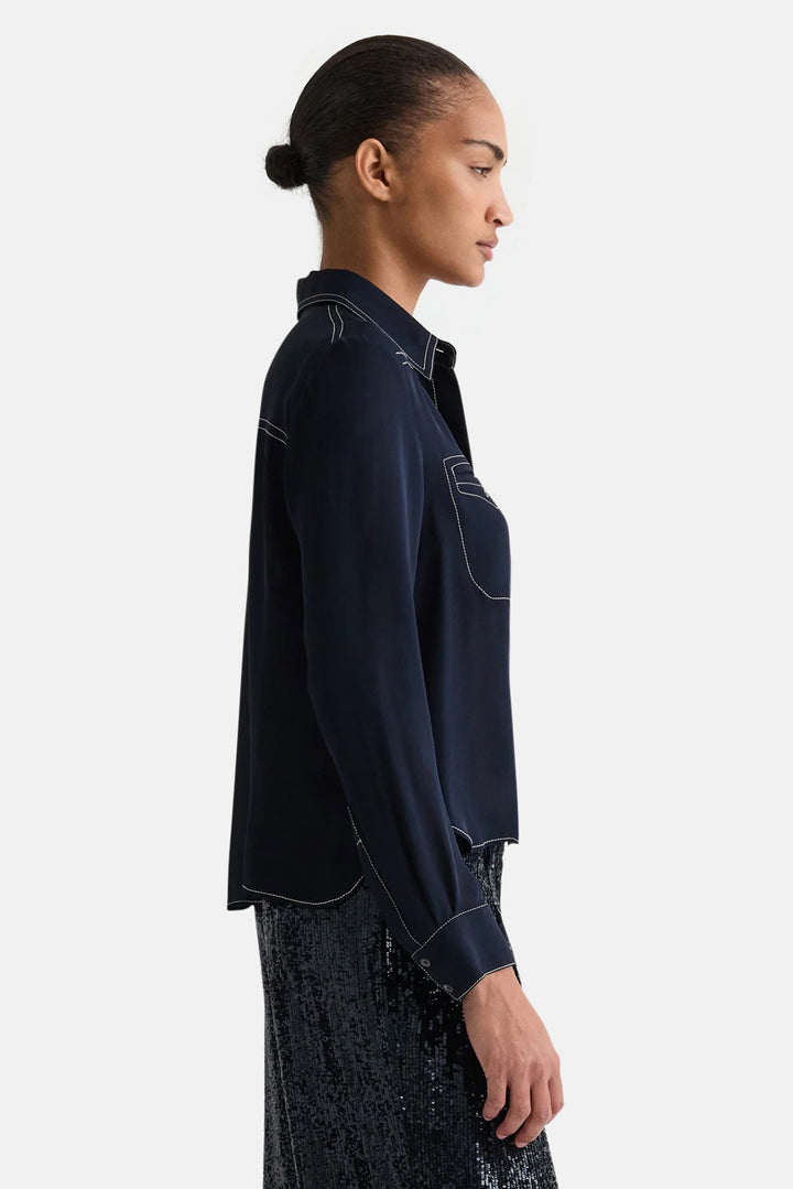 Carter Topstitch Shirt in Midnight
