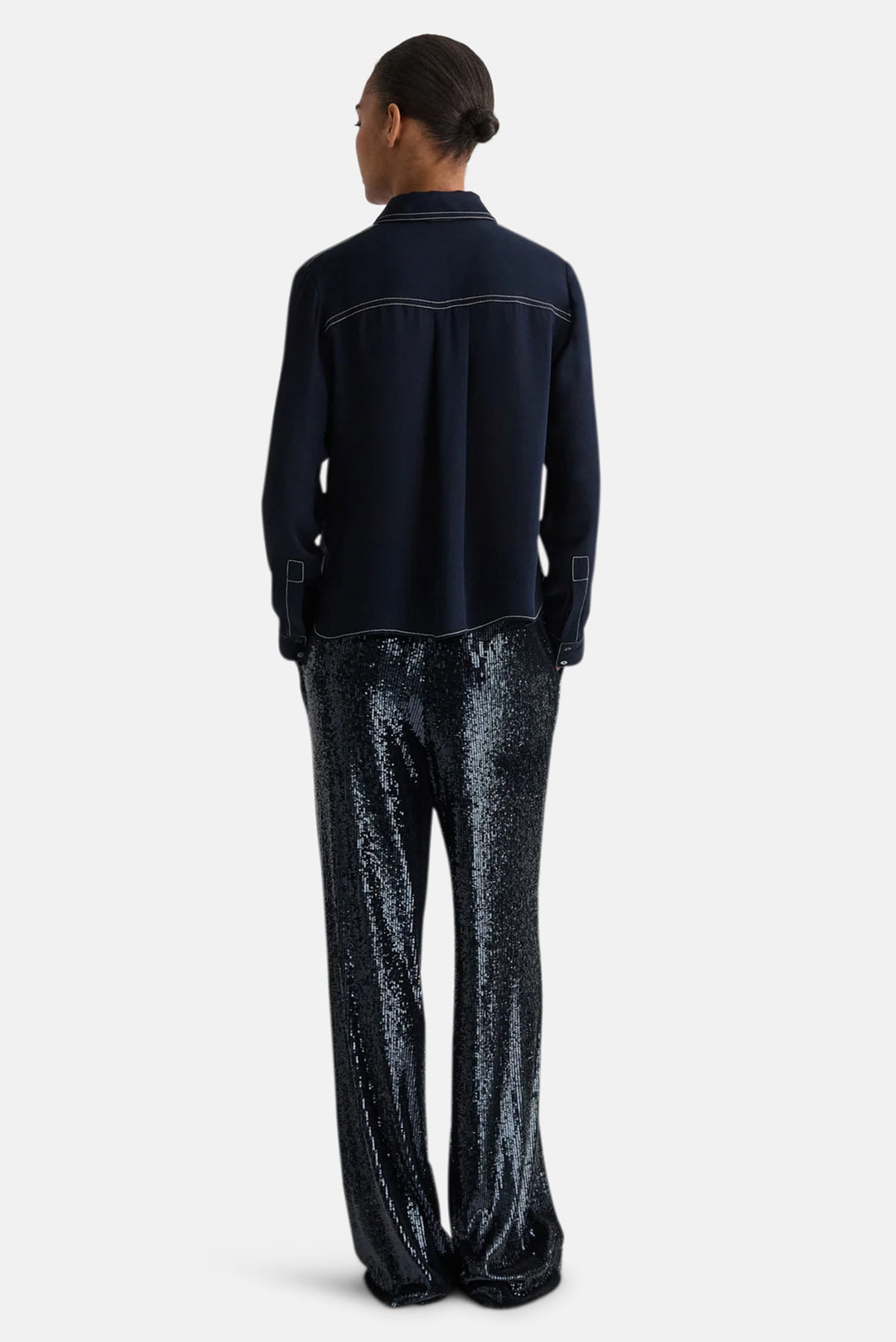 Carter Topstitch Shirt in Midnight