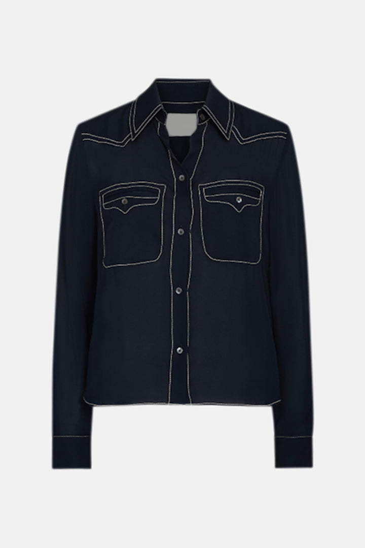 Carter Topstitch Shirt in Midnight