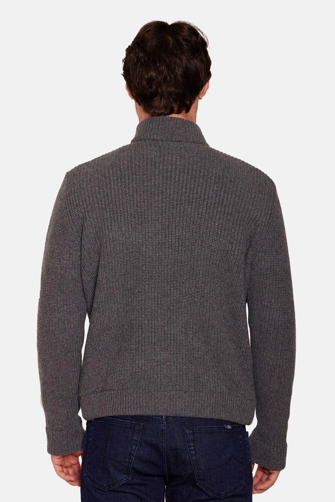 Cashmere Quilted Combo Zip Dark Grey
