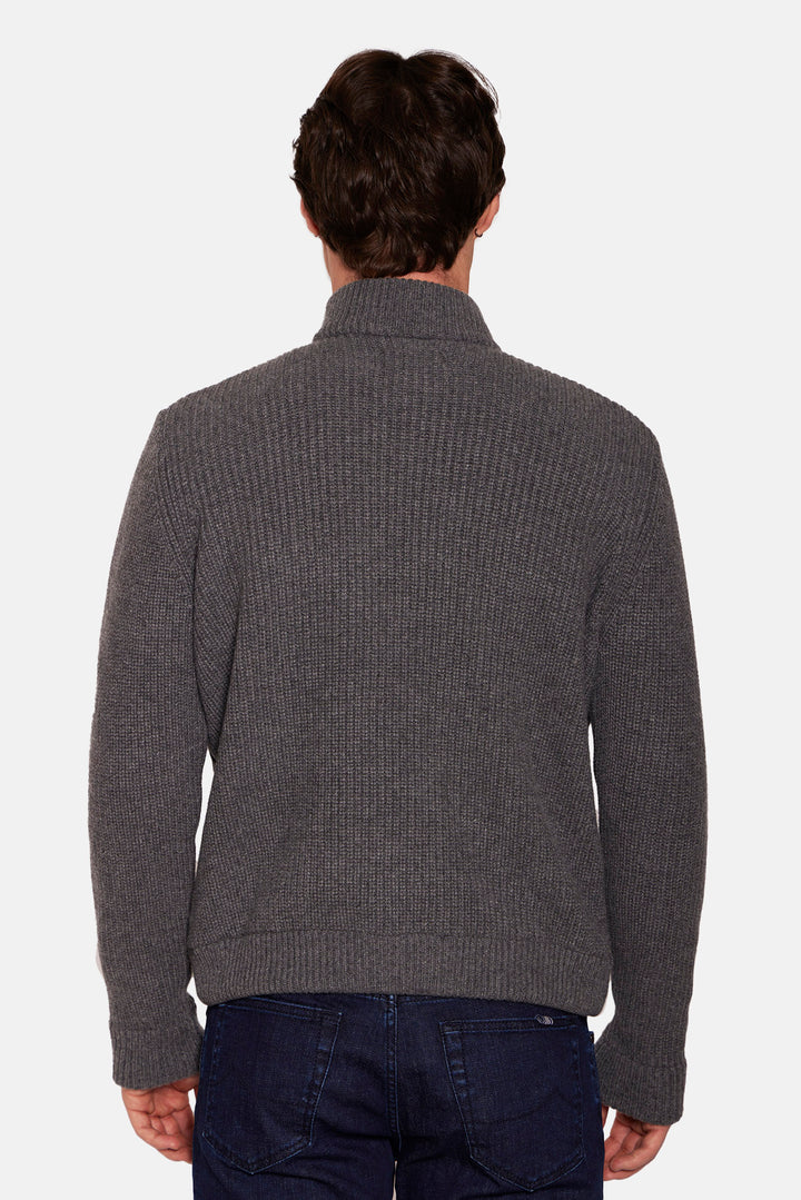 Cashmere Quilted Combo Zip Dark Grey