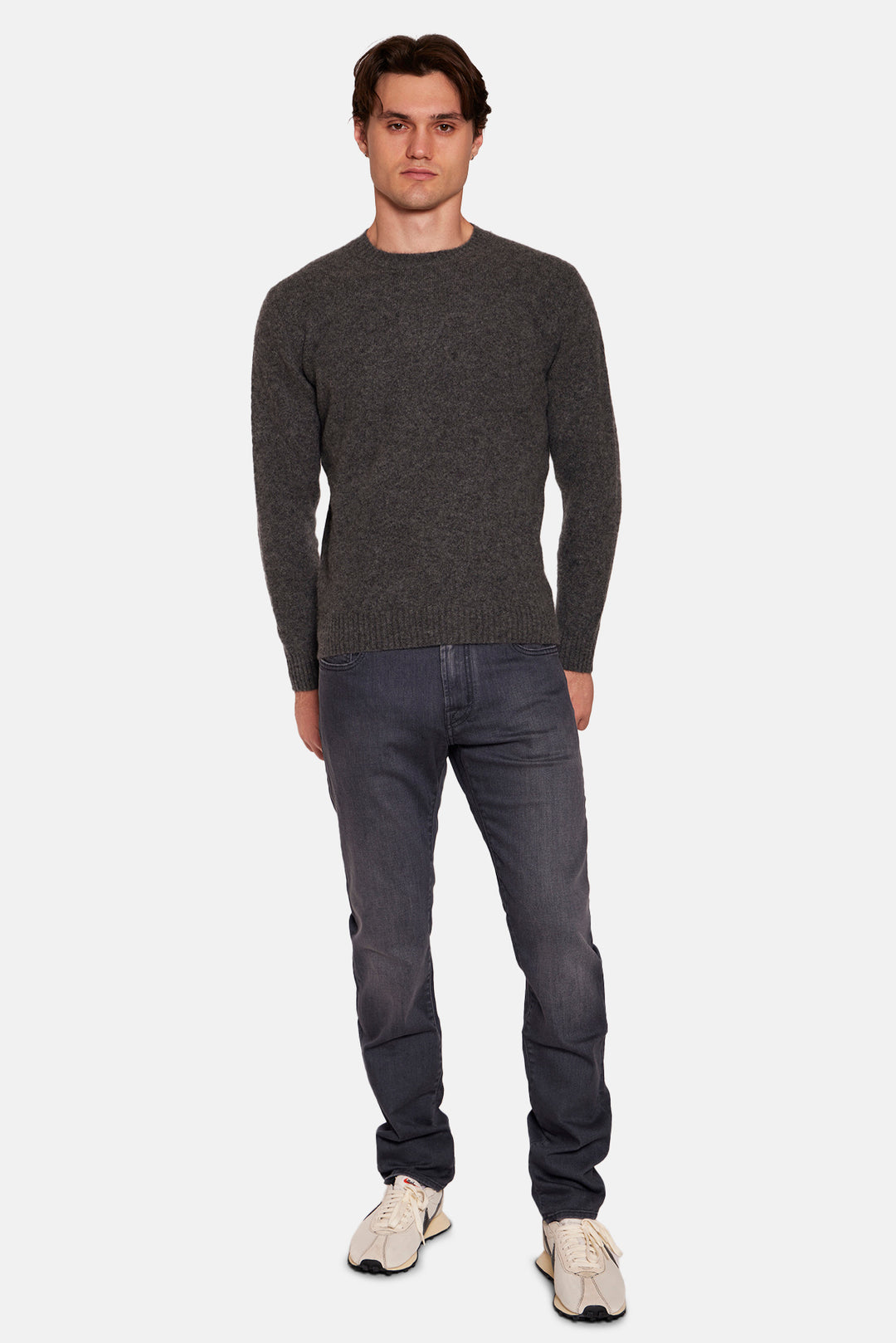 Cashmere Silk Crewneck Heather Charcoal