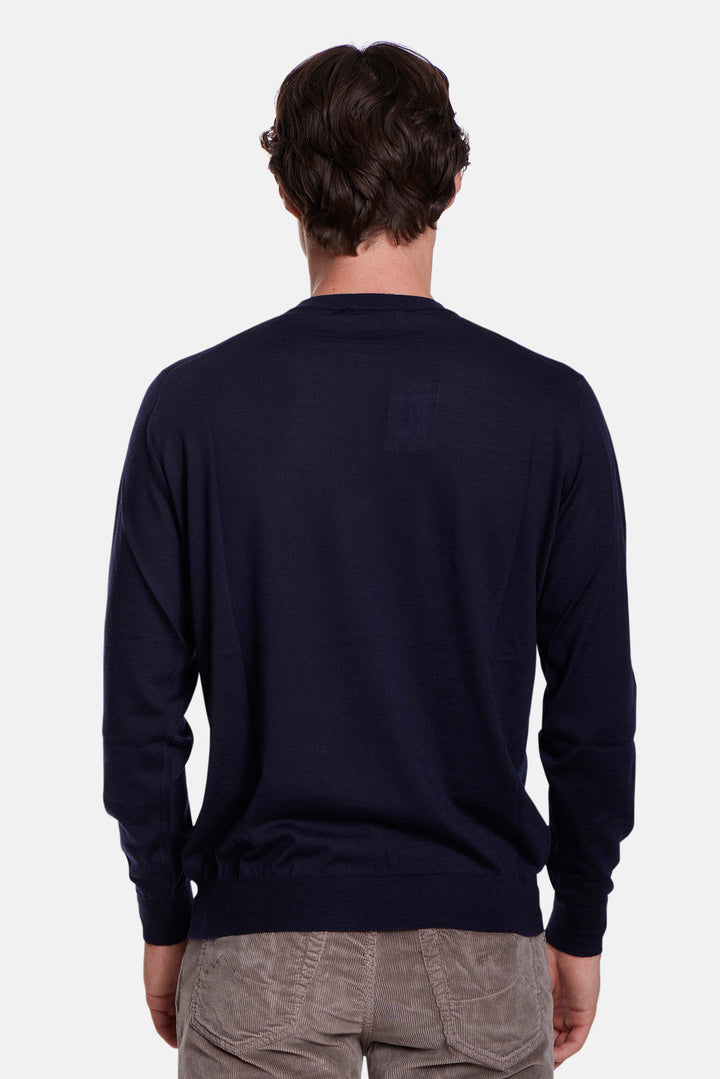 Cashmere Wool Silk Crewneck Navy