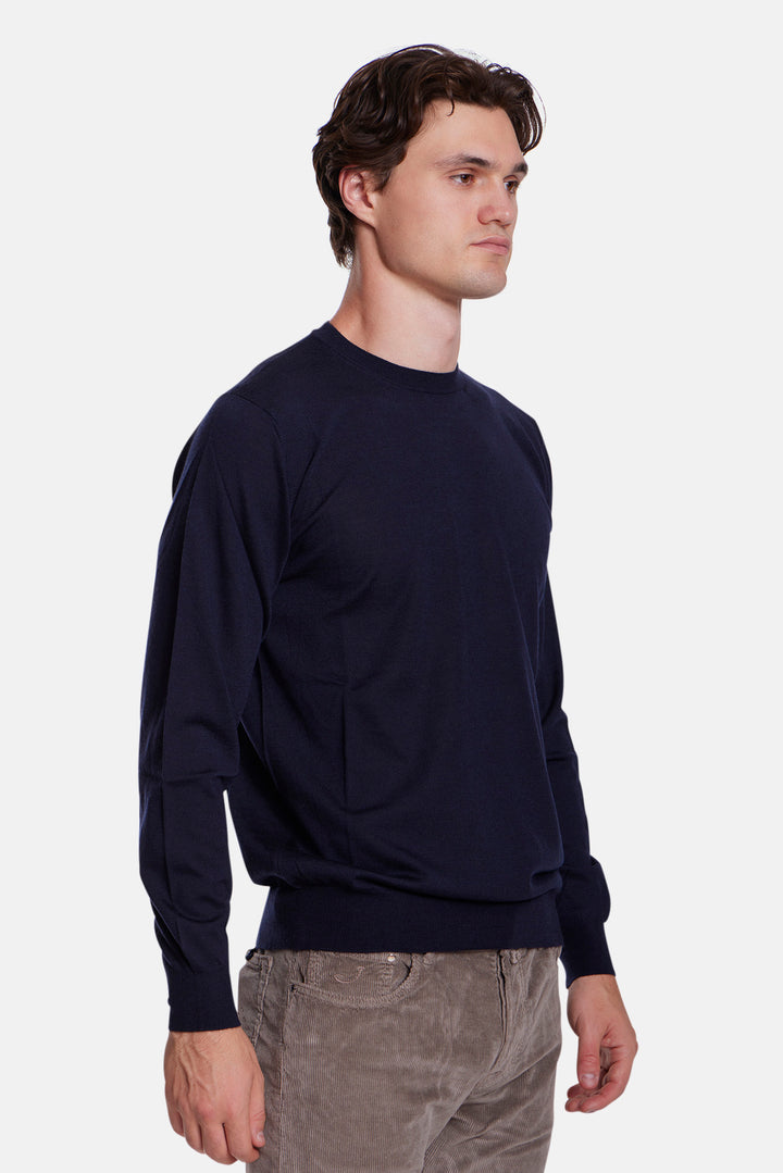 Cashmere Wool Silk Crewneck Navy