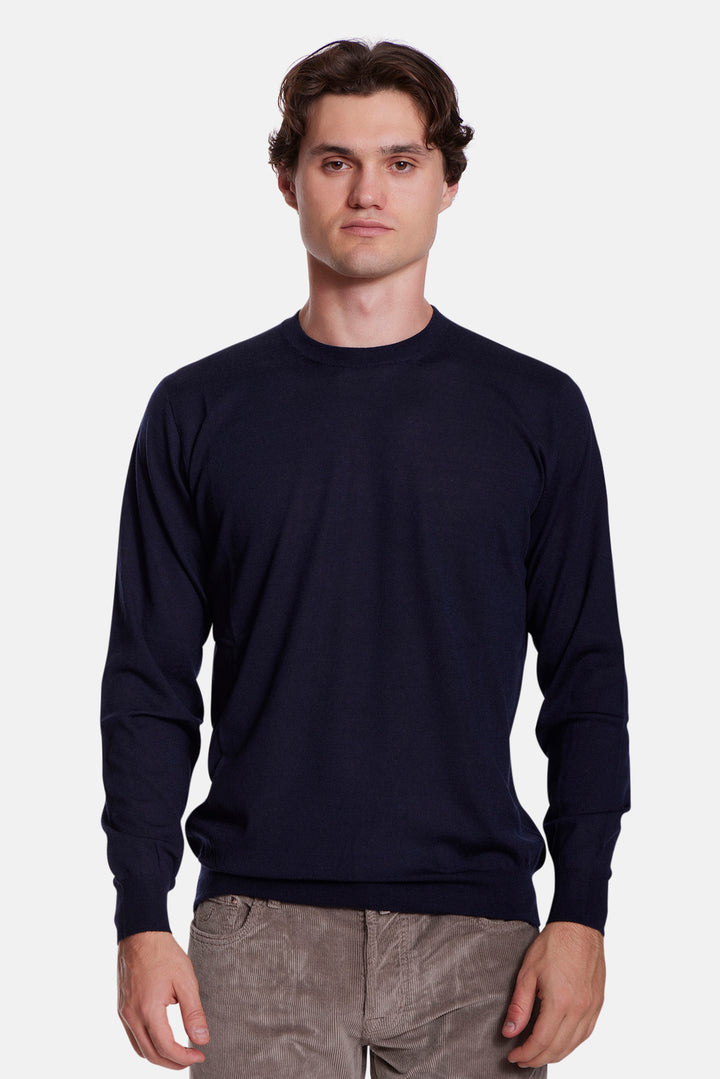 Cashmere Wool Silk Crewneck Navy