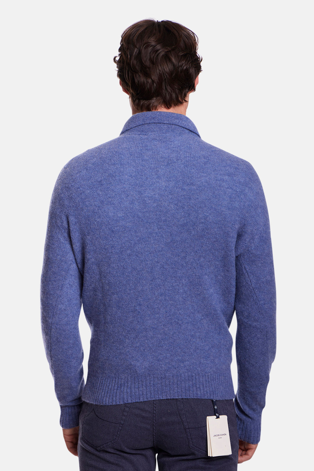 Cashmere Silk LS Polo Heather Blue