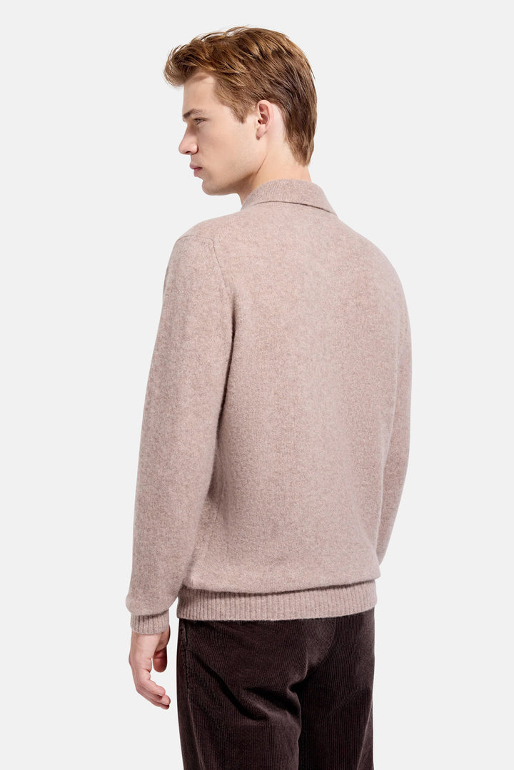 Cashmere Silk LS Polo Taupe