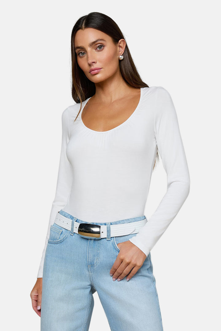 Cassandra Ruched Bodysuit White
