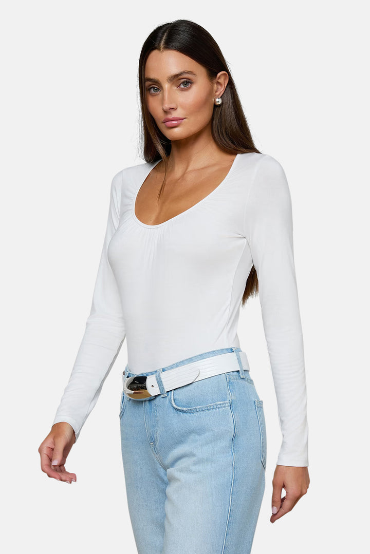 Cassandra Ruched Bodysuit White