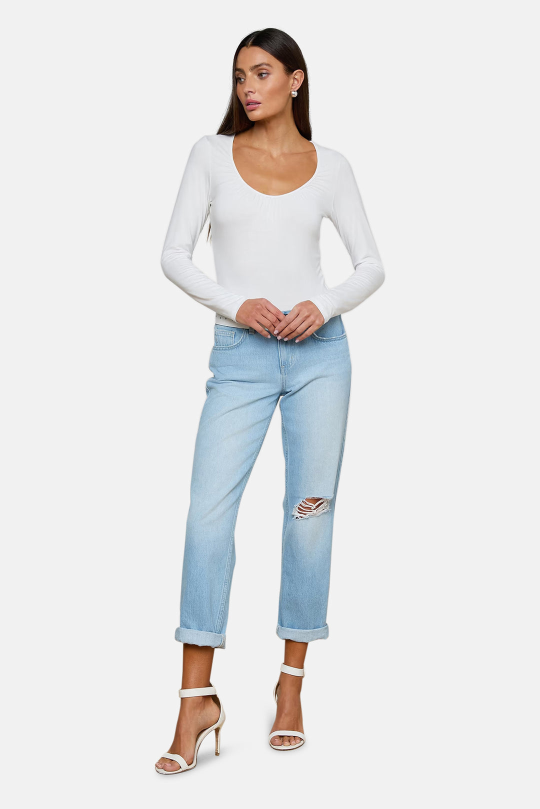 Cassandra Ruched Bodysuit White